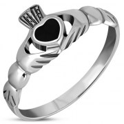 Black Onyx Celtic Claddagh Ring, r272